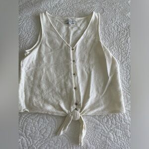 White crop top with knot tie